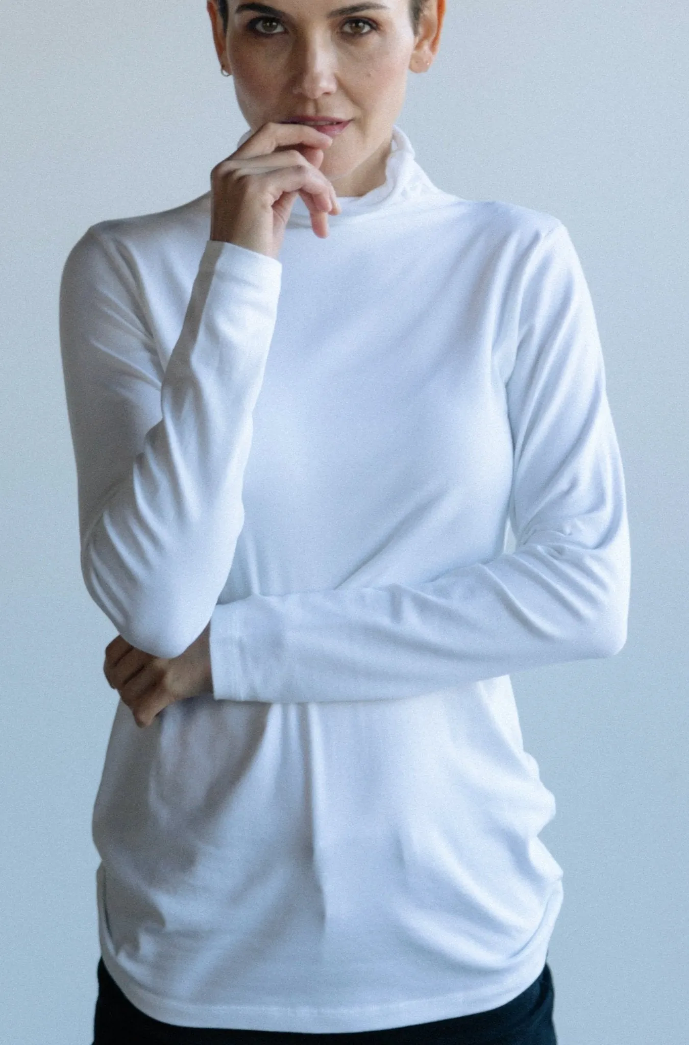 LONG SLEEVE TURTLENECK IN PIMA COTTON STRETCH