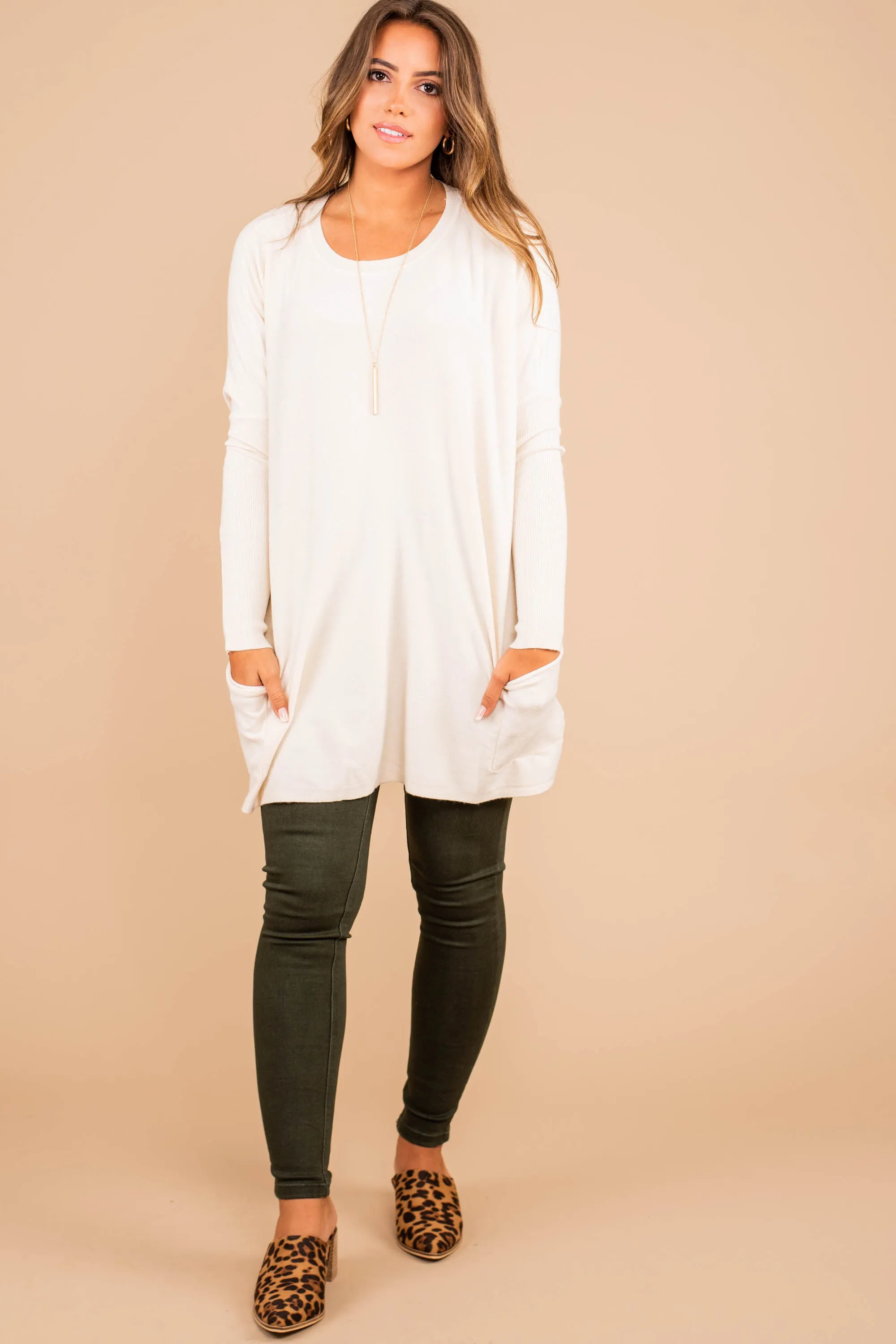 Loving My Life Ivory White Pocket Tunic