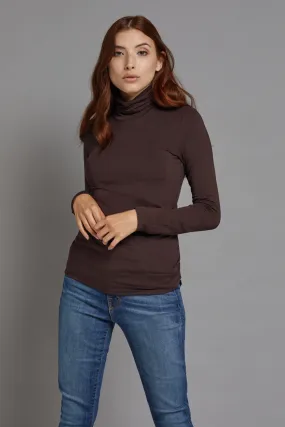 Majestic Long Sleeve Viscose Turtleneck in Coffee