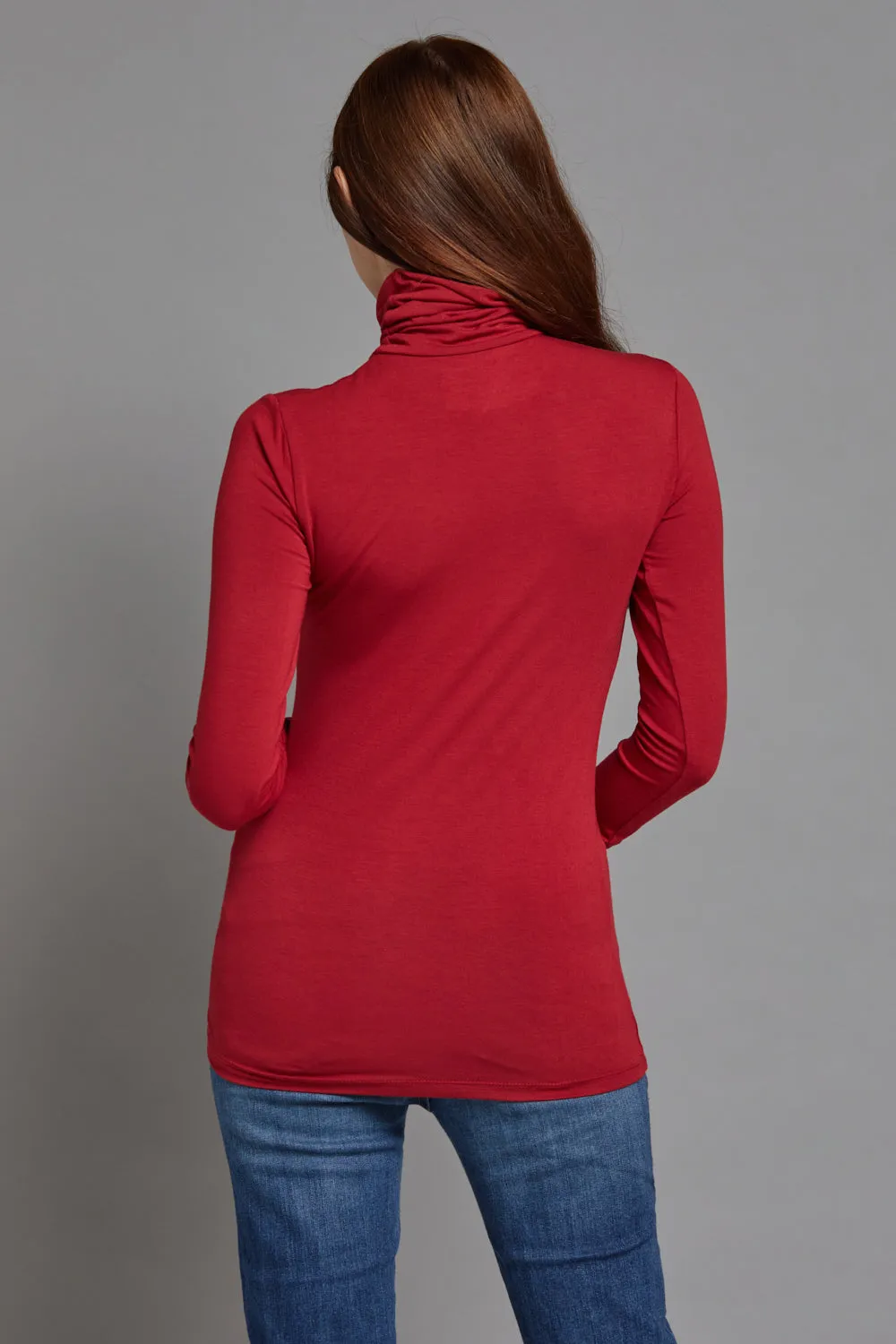 Majestic Long Sleeve Viscose Turtleneck in Rubis