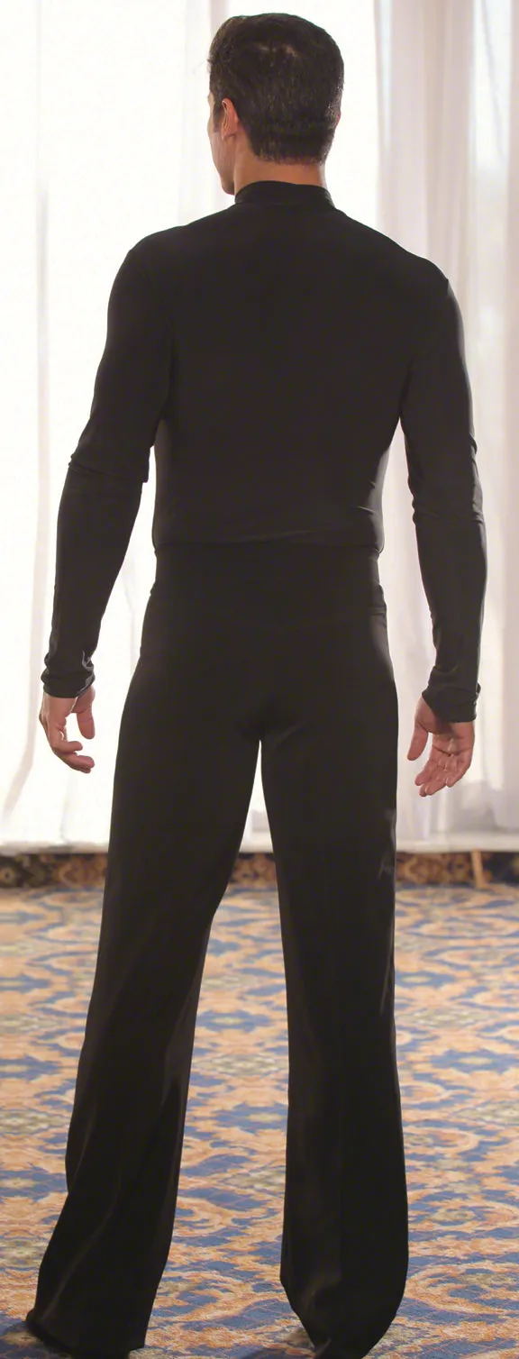 Men's Simple Turtleneck Ballroom Shirt with Built-in Bodysuit/Trunks MS6