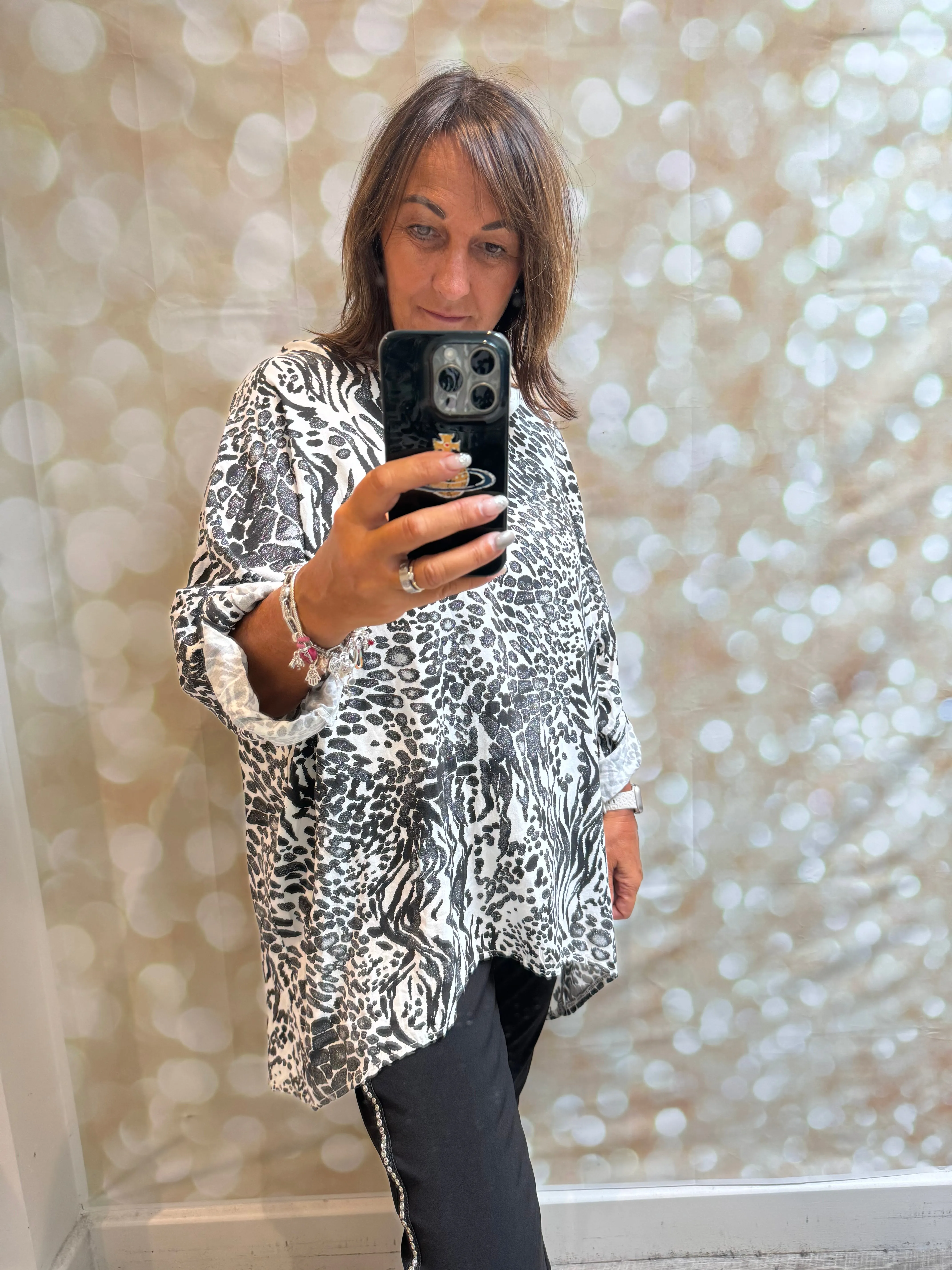 Metallic Shimmer Leopard Tunic