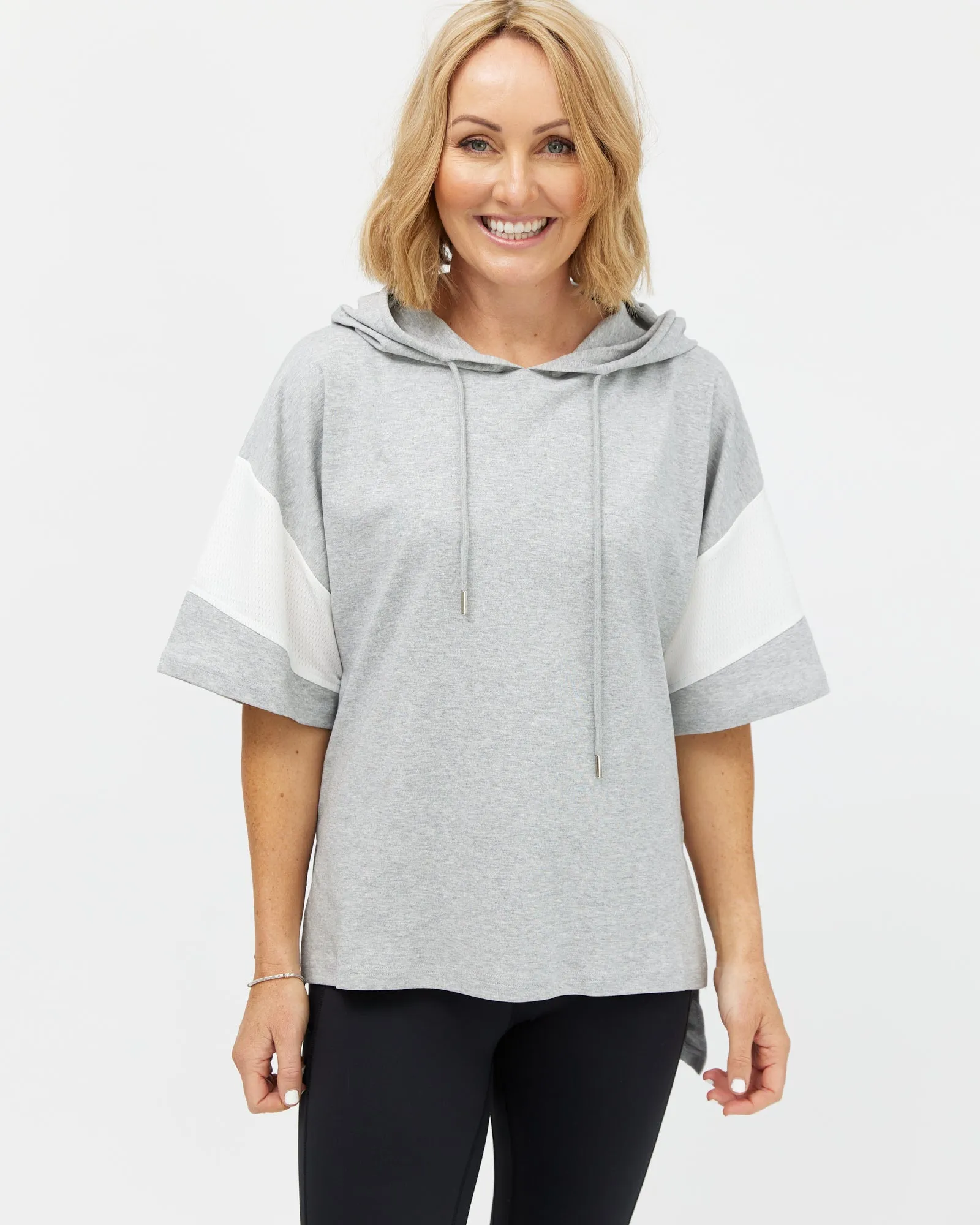 Mia Mesh Hoodie Tee - Grey