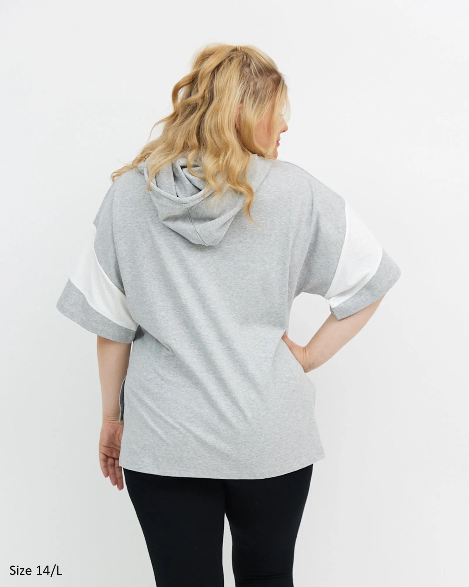 Mia Mesh Hoodie Tee - Grey