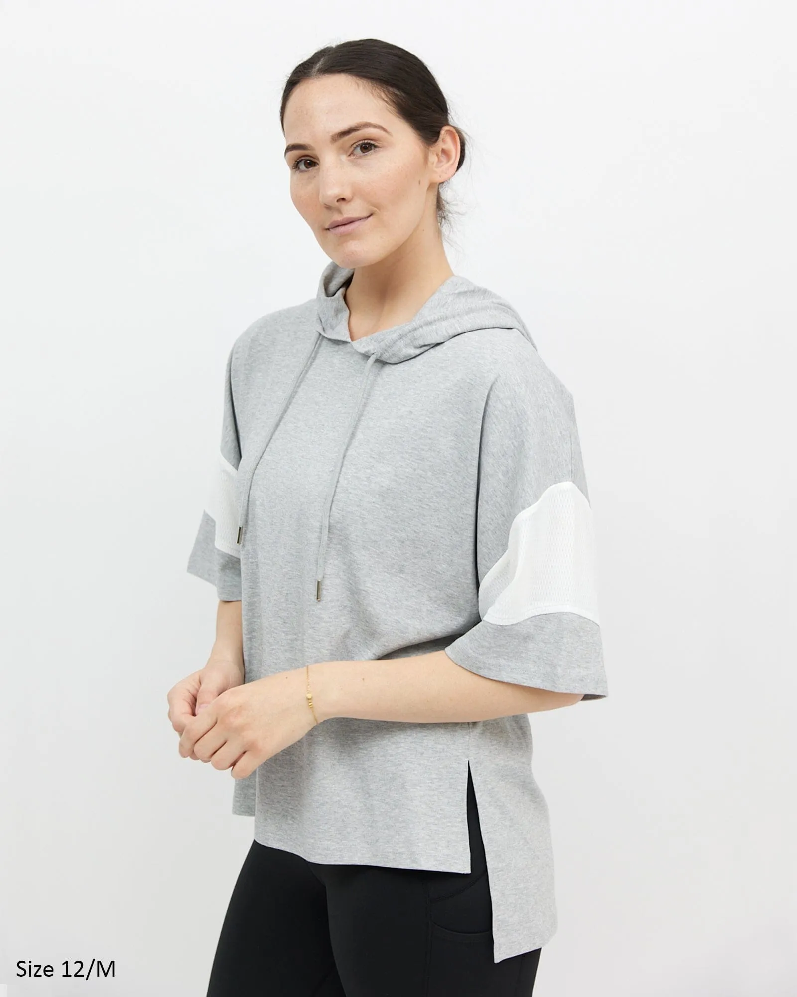 Mia Mesh Hoodie Tee - Grey