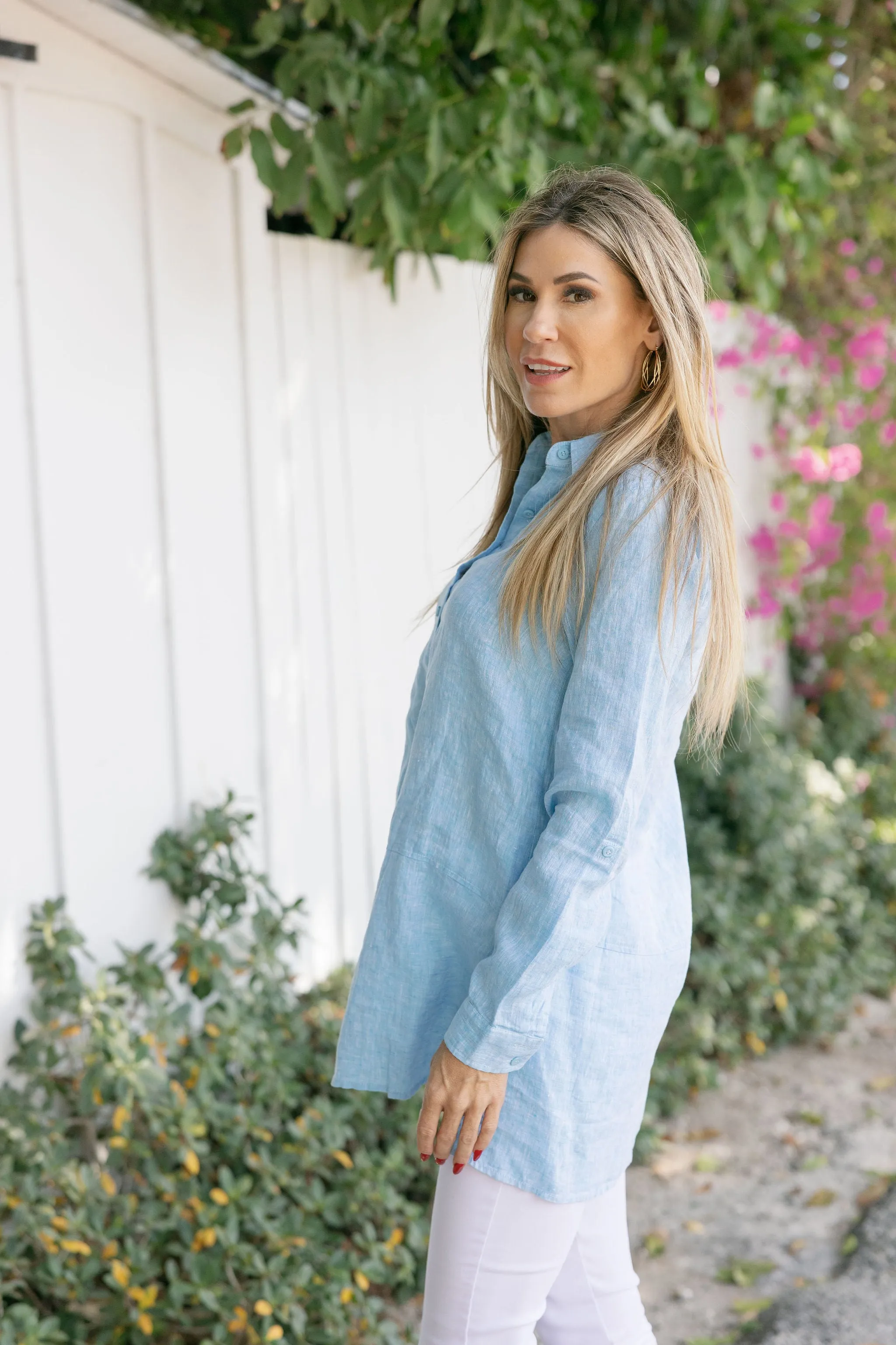 Nola Linen Tunic Aqua