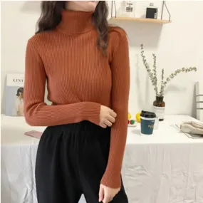 One-Size Ribbed Turtleneck (Burnt Orange)