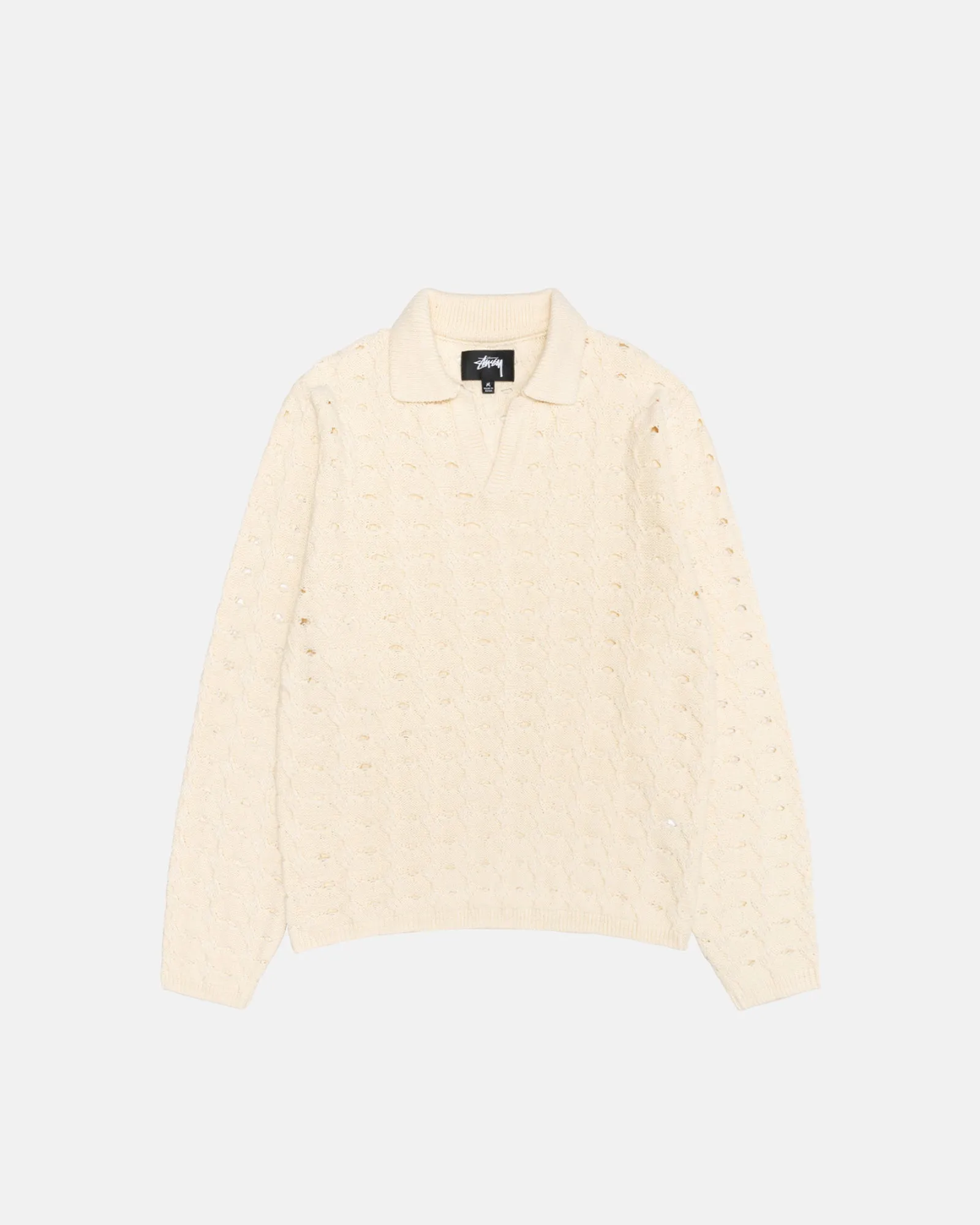 OPEN KNIT COLLARED SWEATER