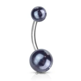 Pearlish Coat Acrylic Balls Belly Button Navel Ring - Hematite