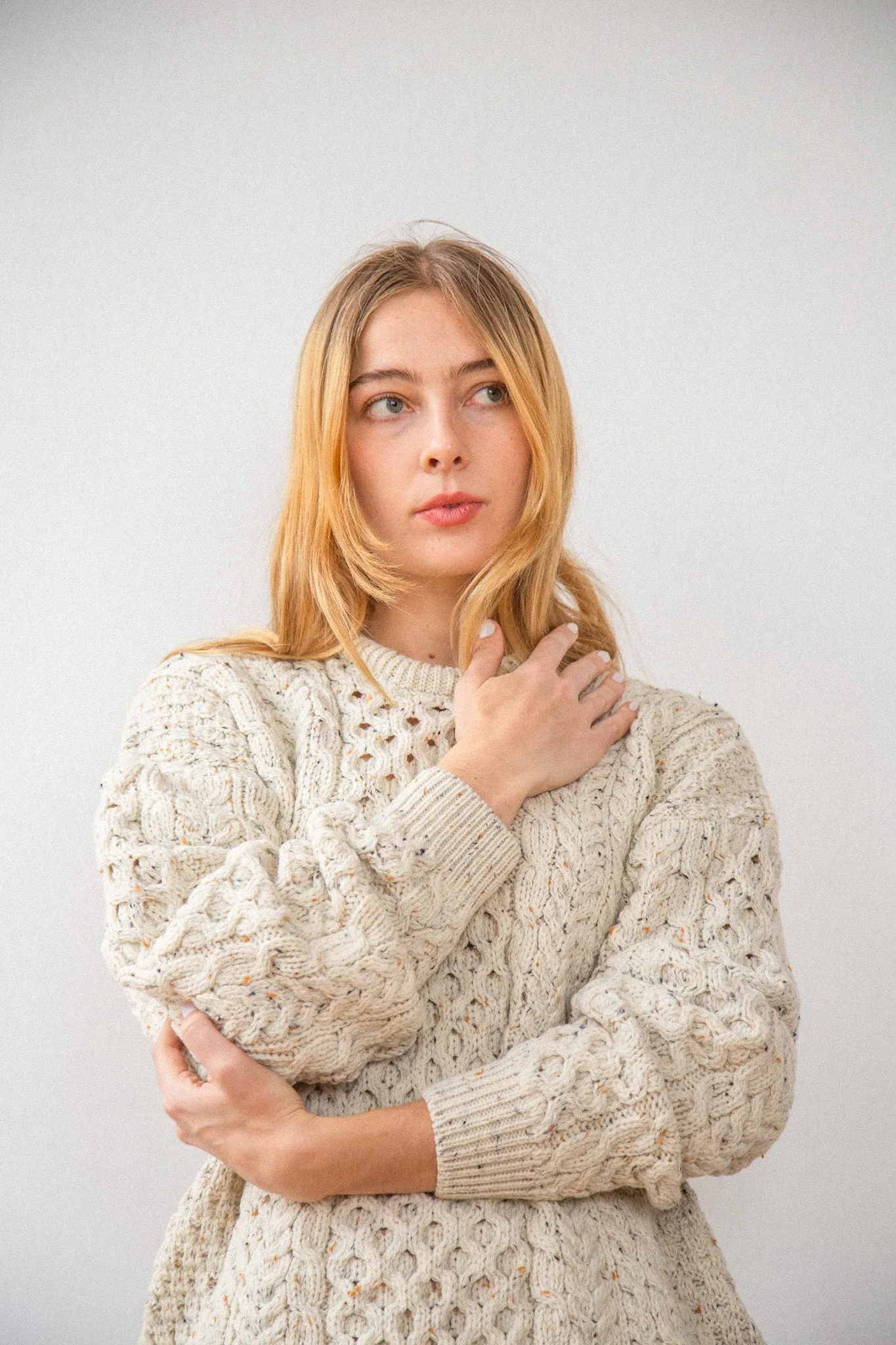 Peggy Aran Crewneck Sweater | HANDCRAFTED