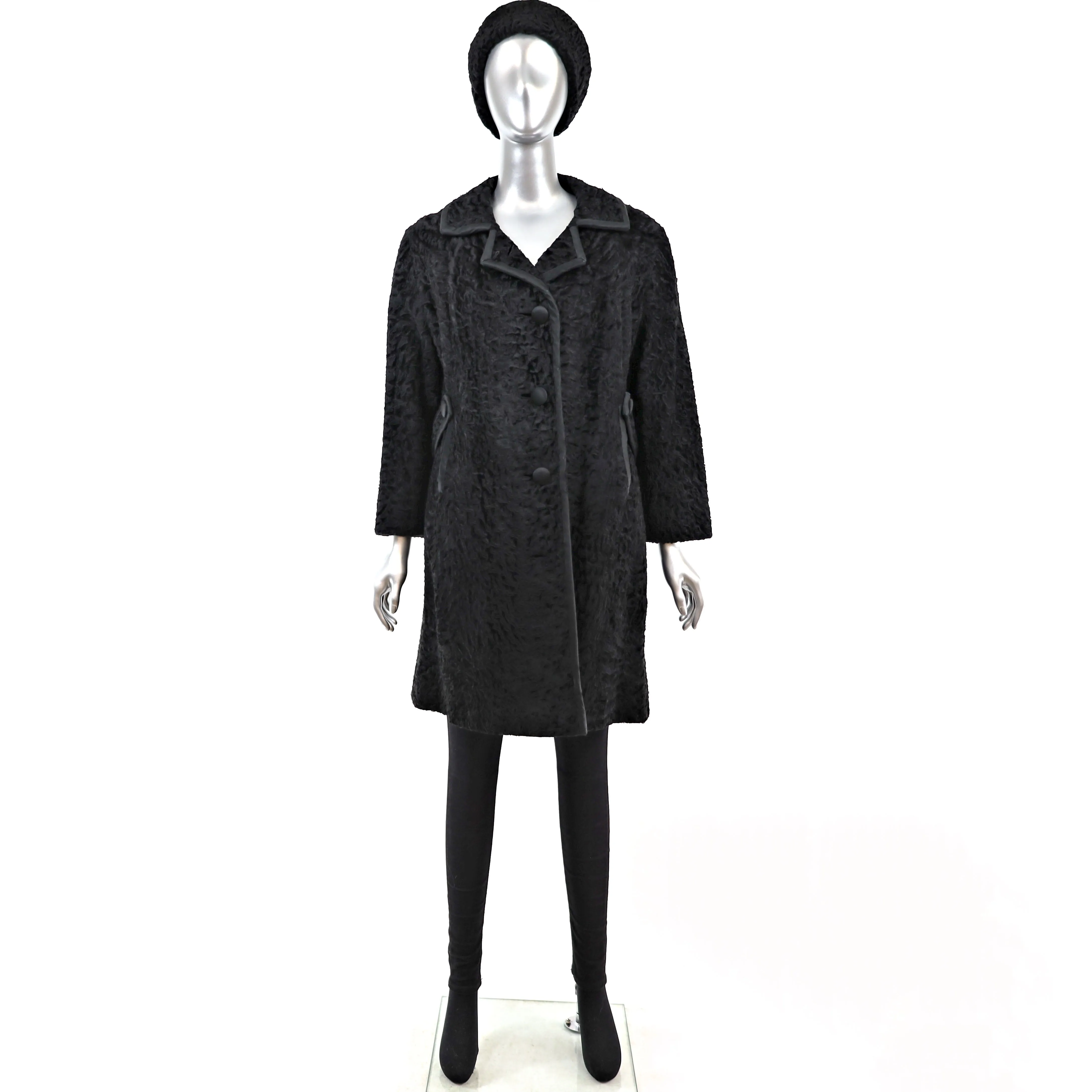 Persian Lamb Coat with Matching Hat- Size M