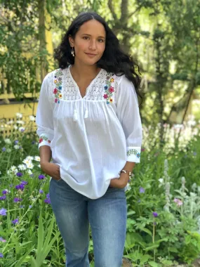 Pilar Fine Florals White Tunic