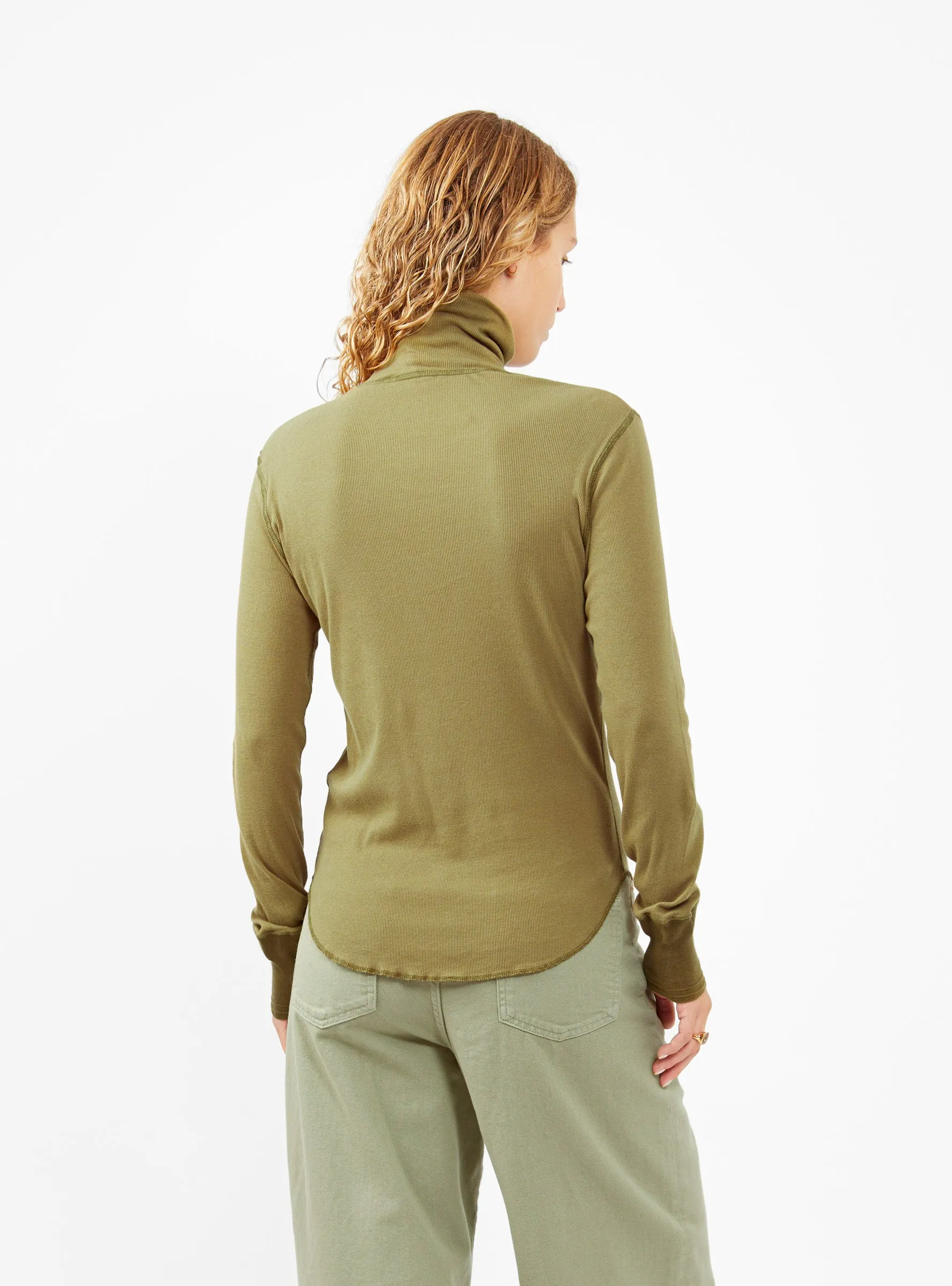 Ribbed Turtleneck Top Olive