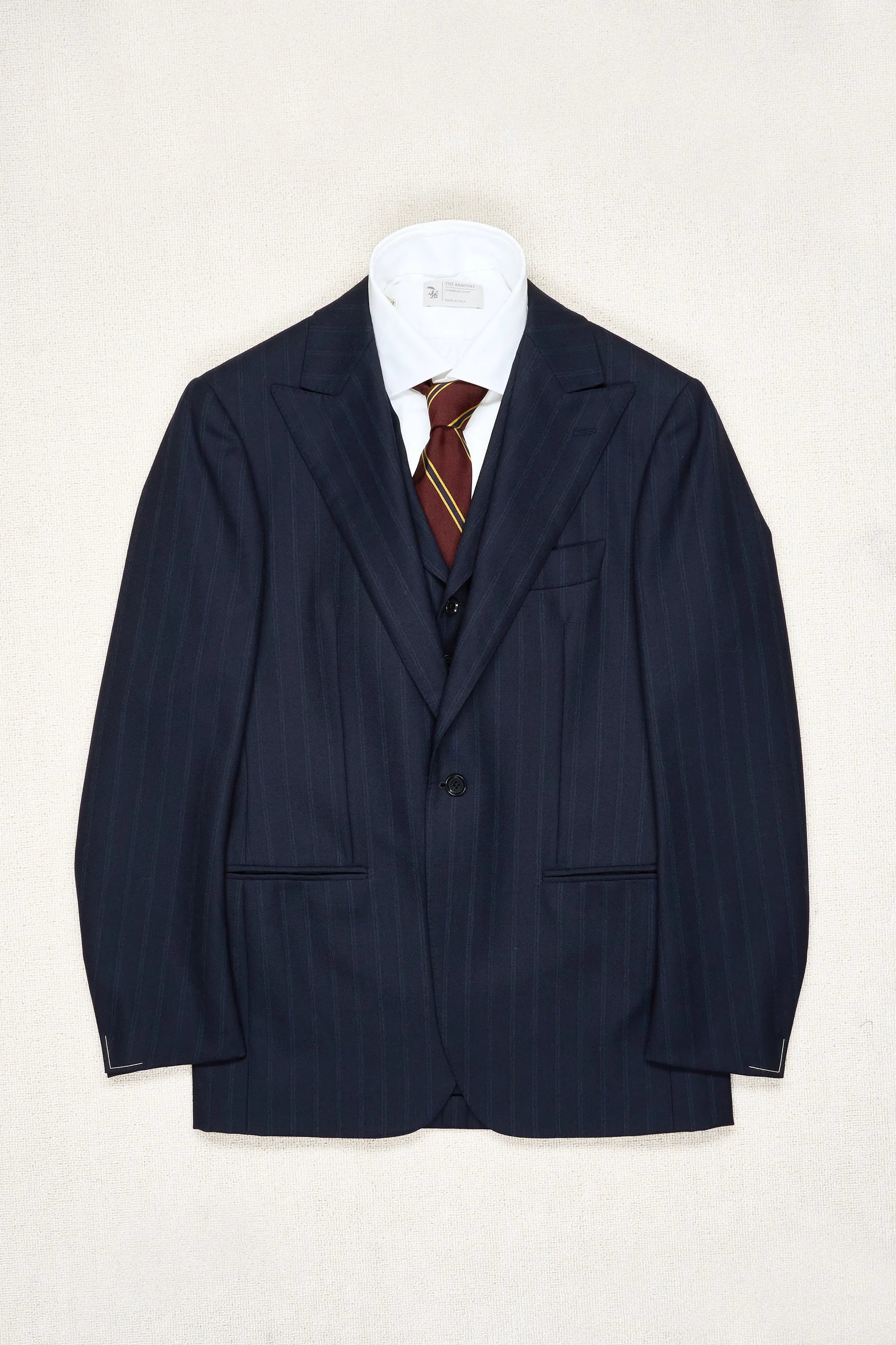 Ring Jacket AMJ04 Navy Wool Pinstripe Sport Coat with Waistcoat