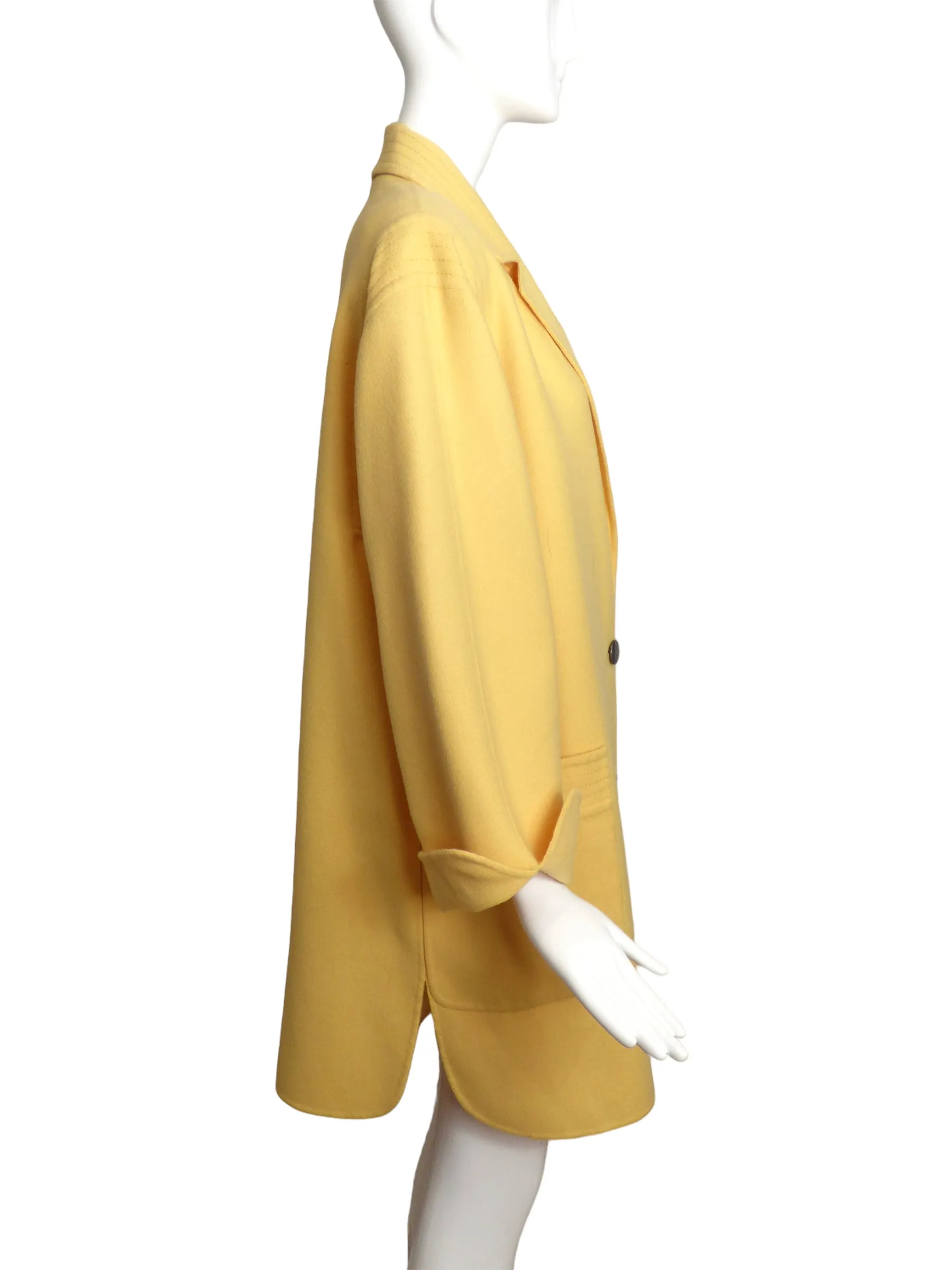 SALVATORE FERRAGAMO- AS IS 80s Yellow Wool Coat, Size 12