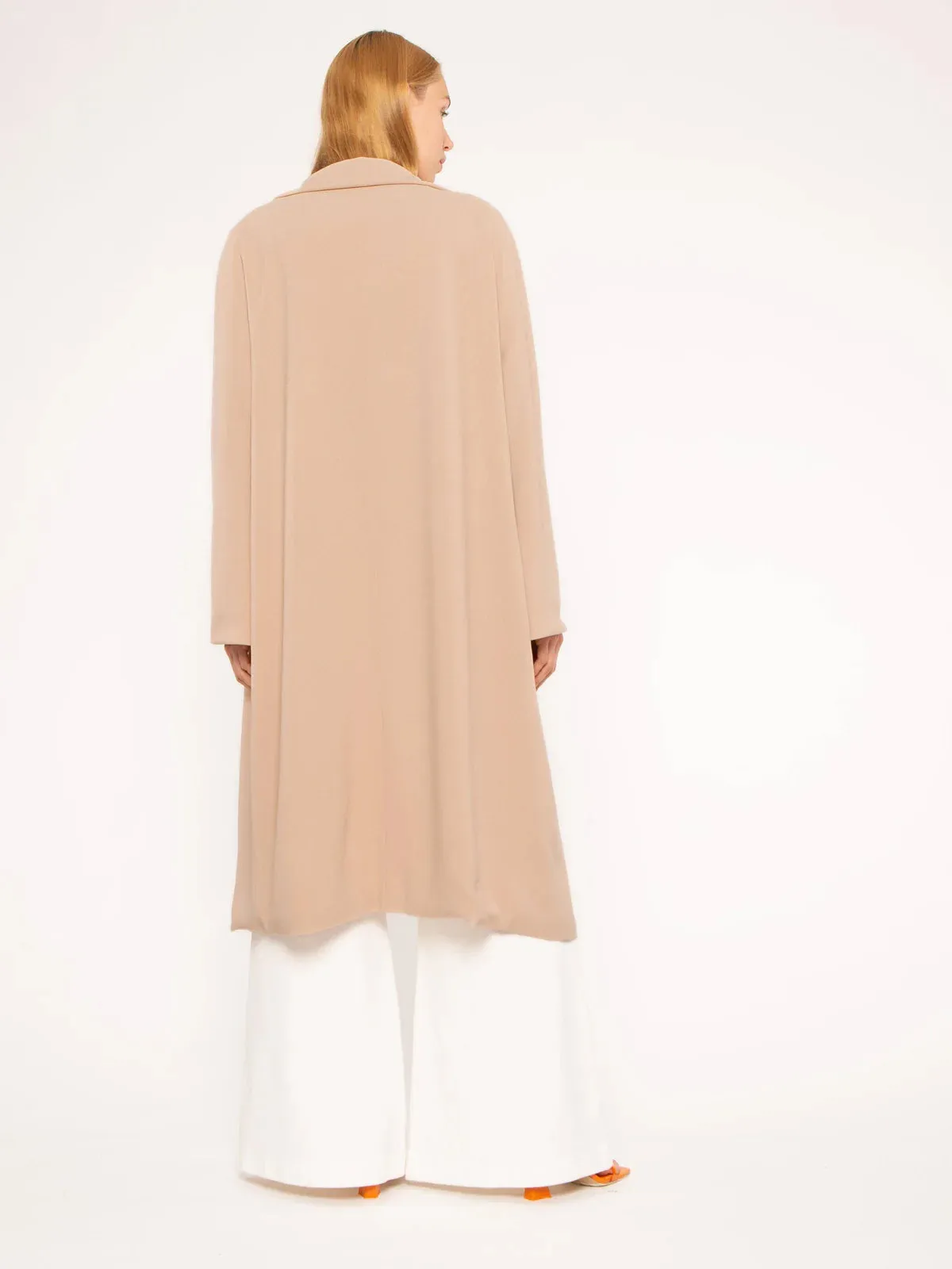 Sand Stretch Crepe Oversized Coat