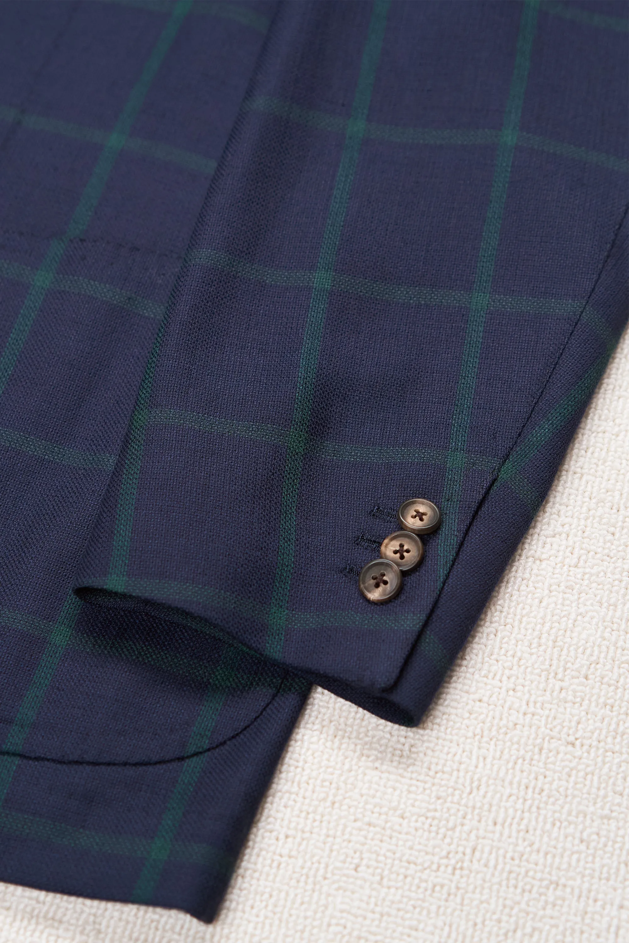 Sartoria Solito Navy with Green Windowpane Hopsack Wool DB Sport Coat