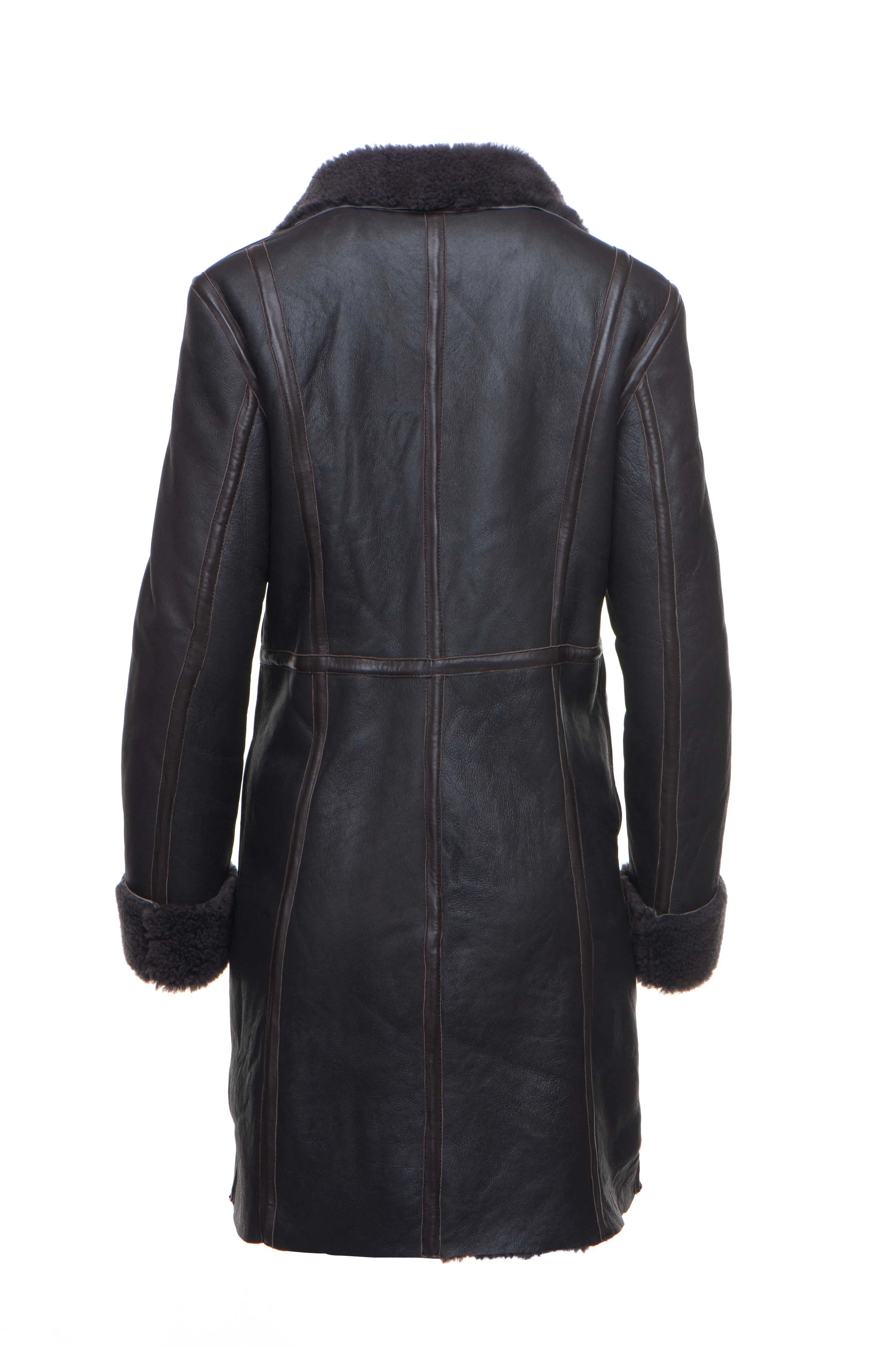 Shaunna’s Buttoned 3/4 Length Shearling Coat