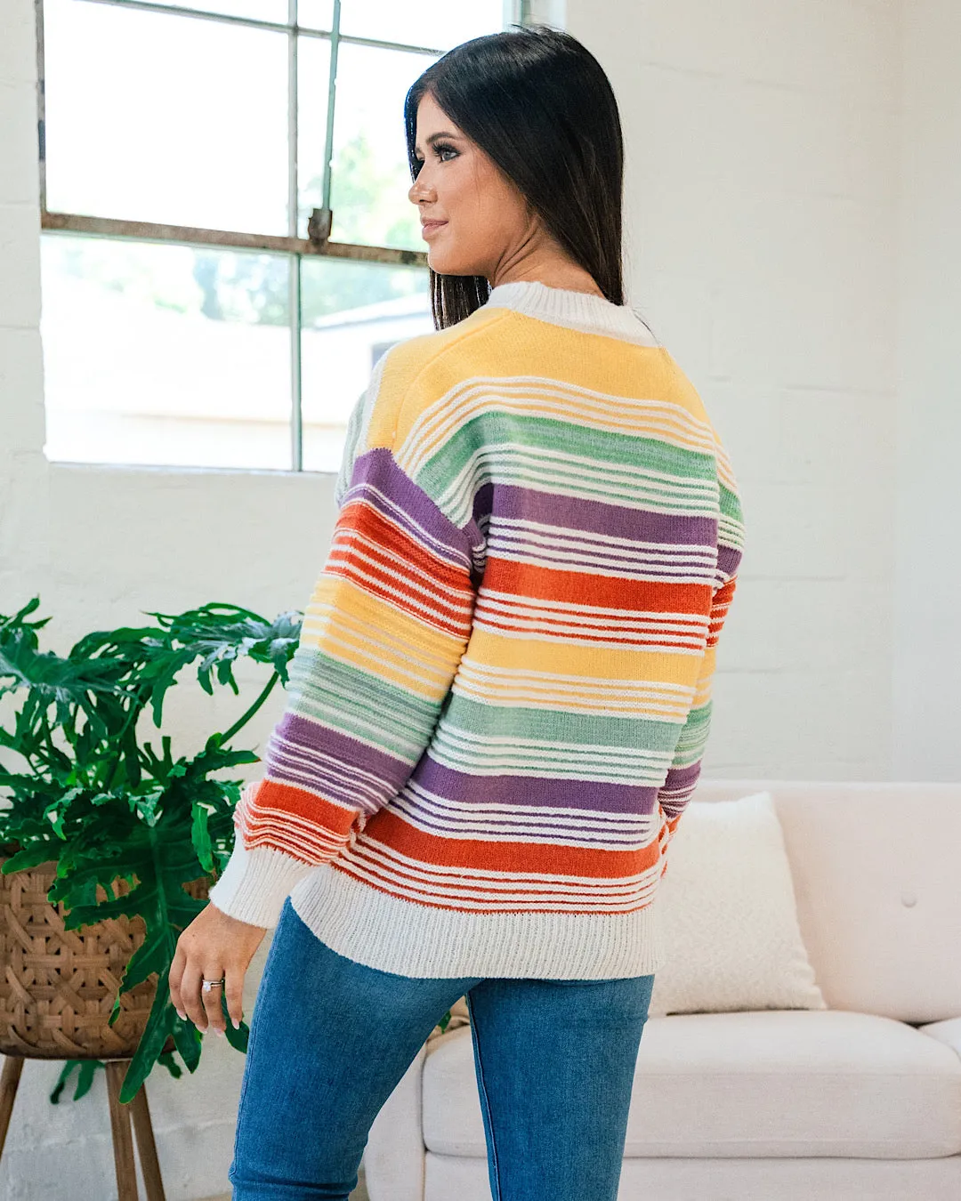 Stephanie Rainbow Striped Sweater