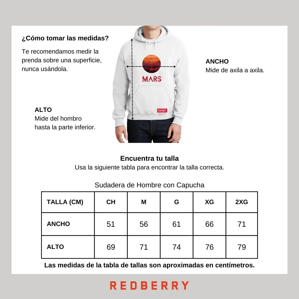 Sudadera para Hombre Hoodie Nasa Mars