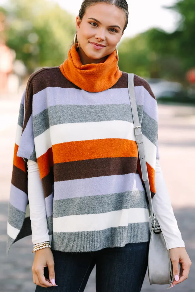 THML: Along For The Ride Rust Orange Striped Poncho