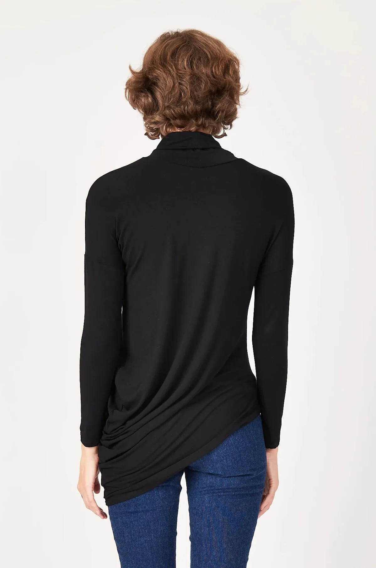 Turtleneck L/S Curve Top | Black Bamboo