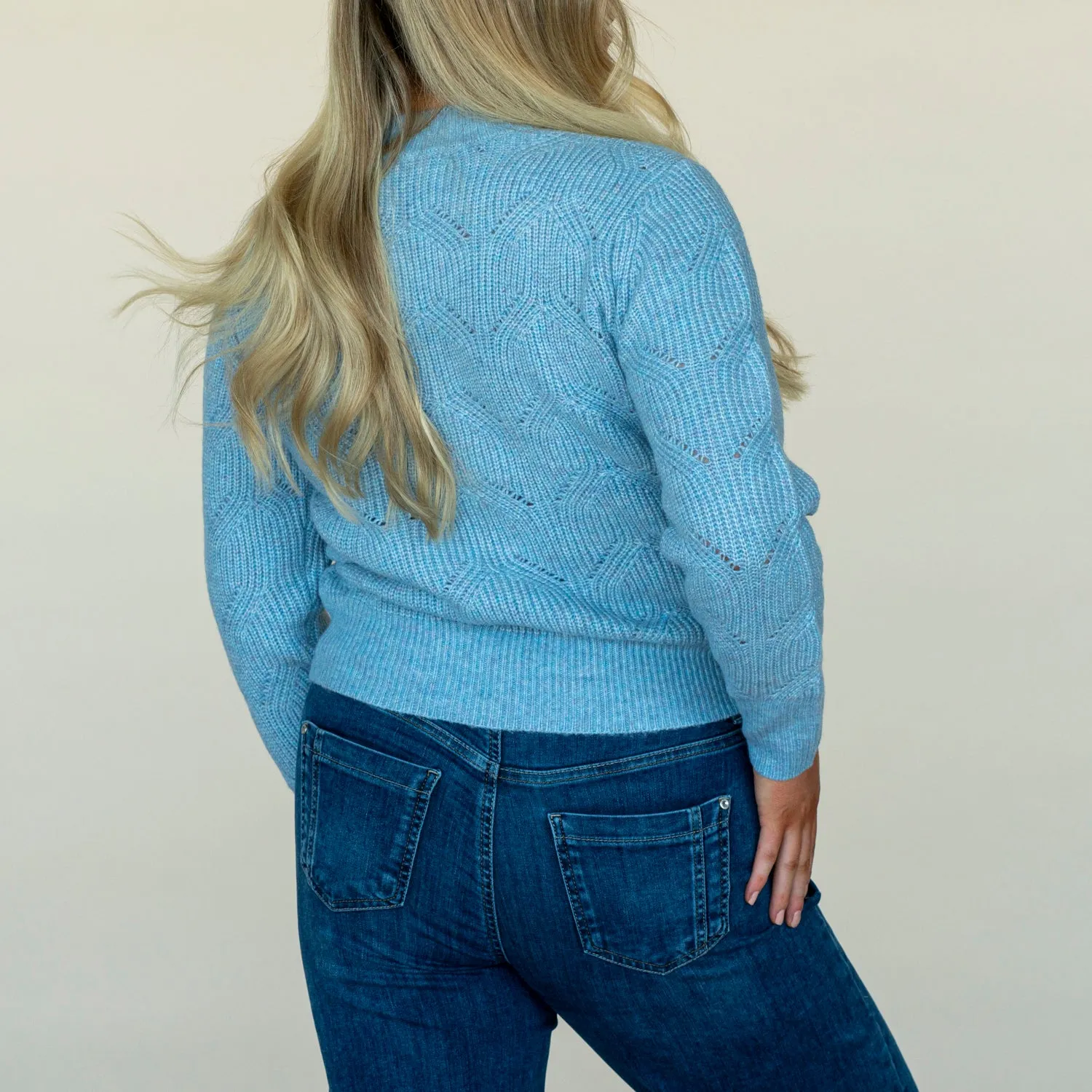 Twisted Pointelle Sweater - Blue