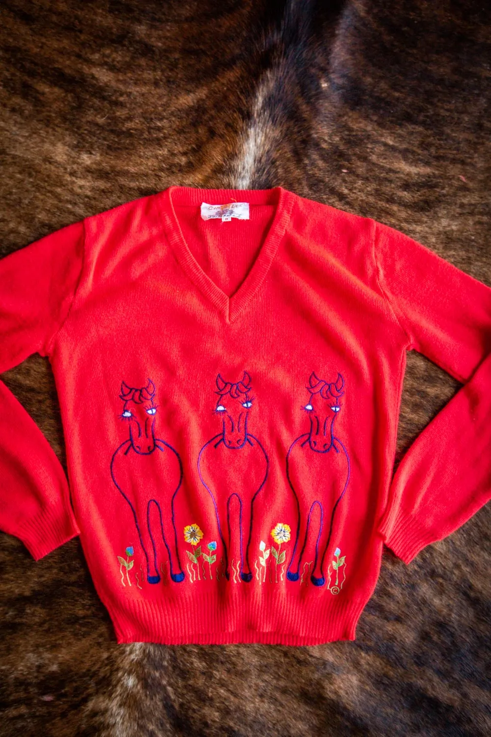 Vintage Embroidered Cute Horse Sweater