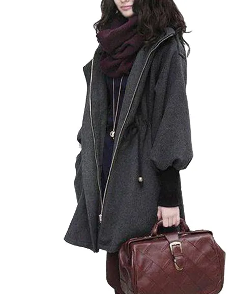 WealFeel Hooded Woollen Coat with Draw String Waist